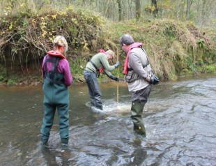 Environment Agency staff collecting water quality samples in Staffordshire