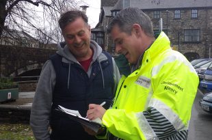 Environment agency officer and resident