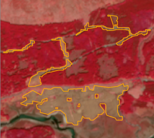 2016 10m resolution Sentinel imagery showing areas of woodland change 