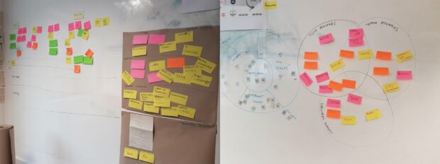 Photos of sticky notes created during GDS Academy sessions