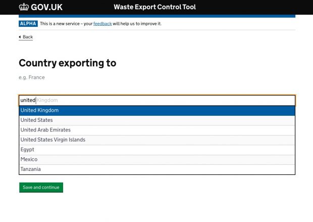 Waste export controls tool alpha