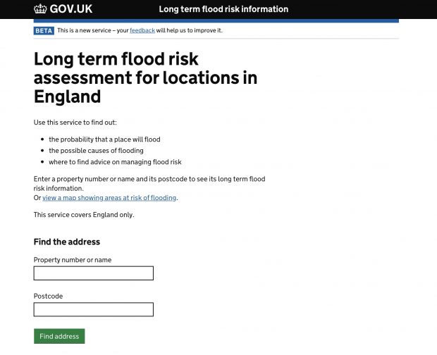 The long term flood risk page after iteration