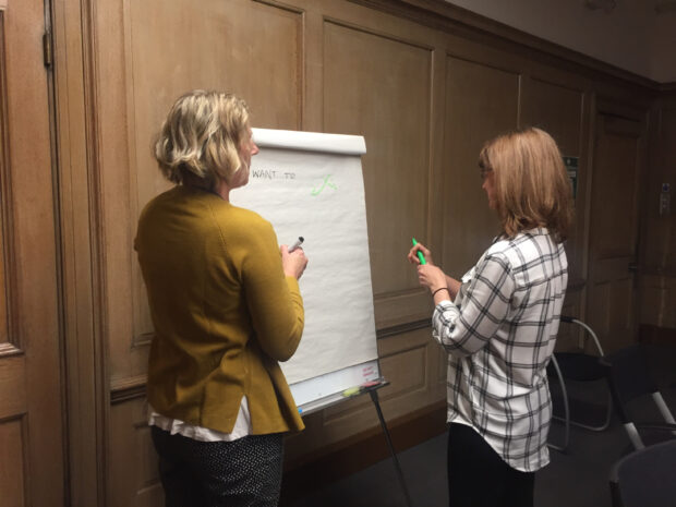 Joanne Gillies and Clare Sherwood at work