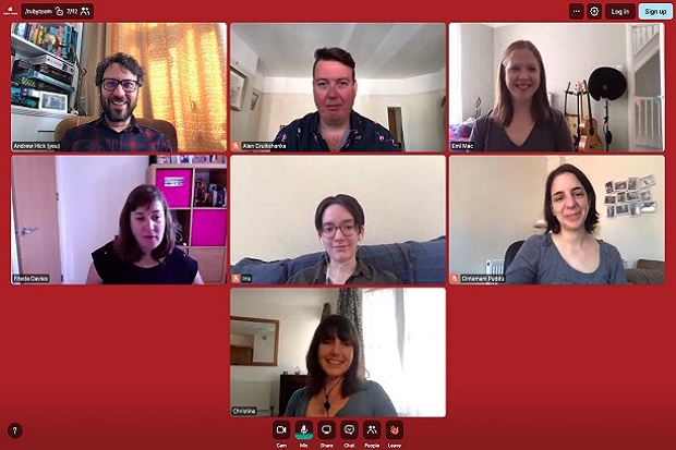 Ruby team members on video call