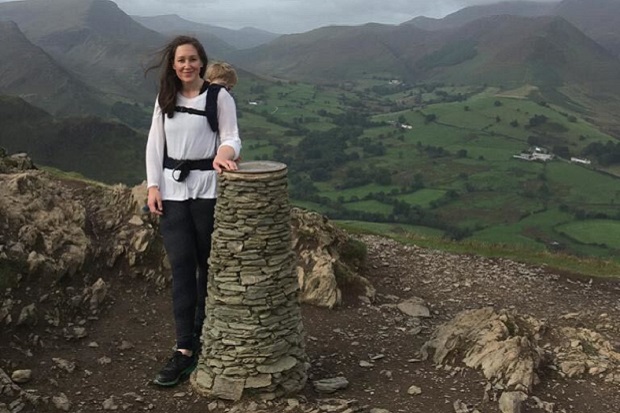 A picture of Jeni on the top of Cat Bells, a favourite hill in the Lake District.