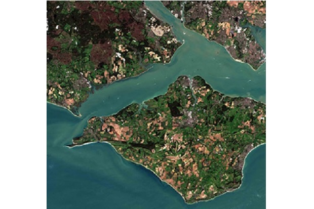 Satellite image of the Isle of Wight.