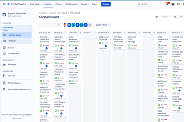 Form build team Kanban board